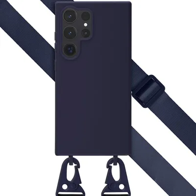 Image de Selencia Etui en silicone avec cordon détachable pour le Samsung Galaxy S24 Ultra - Bleu foncé