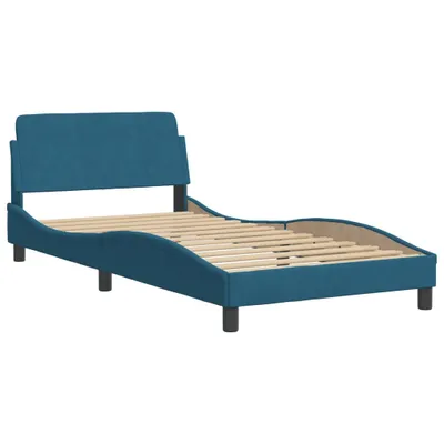 Produktbild von Bettgestell mit Kopfteil "Dover" Blau 100x200 cm Samt