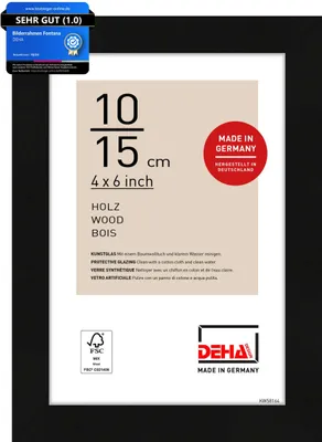 Produktbild von DEHA Design Holz Portraitrahmen, Bilderrahmen Fontana, 10x15 cm, Schwarz