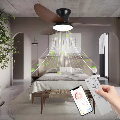 Produktbild von Deckenleuchten Leise Deckenventilator LED Deckenleuchte,APP-Kontrolle,Fernbedienung 6 einstellbare Gänge, Leuchte/ Ventilator getrennt schaltbar