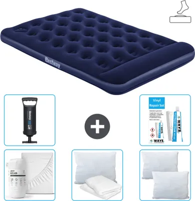 Produktbild von Bestway Luftmatratze - Französisches Bett - 137 x 191 x 28 cm - Blau - Inklusive Zubehör