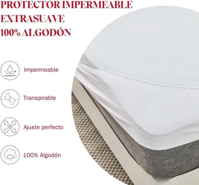 Wasserdichter Jersey-Matratzenbezug aus 100% Baumwolle, atmungsaktiv und hypoallergen, 180 x 190/200 cm