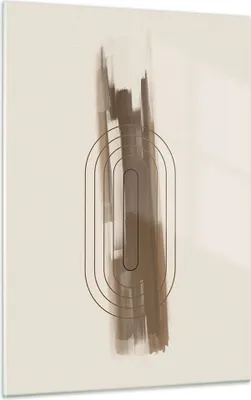 Produktbild von Bilder auf glas - Einteilig - Abstraktion Oval Braun - 50x70cm - Glasbilder - Wandbilder - Bilder - zum Aufhängen bereit - Wanddekoration aus Glas - Glas Bilder - Wandbild auf Glas - GPA50x70-4295