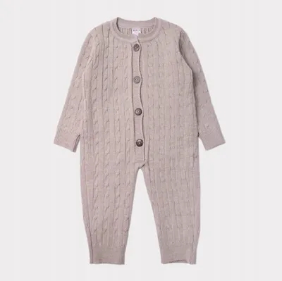 Immagine prodotto di Tutina per neonati – Taglia 74/80 (6-12 mesi) – Beige – Completamente abbottonabile – 100% cotone – Morbida e comoda