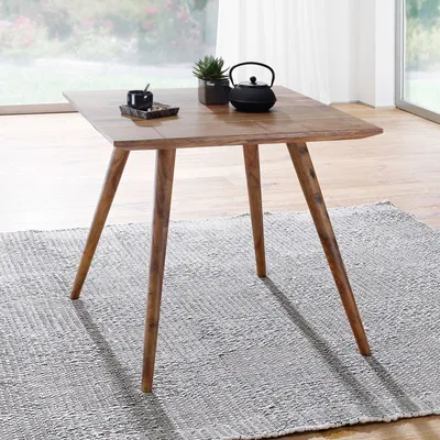 Produktbild von FineBuy Esstisch quadratisch 80cm Sheesham Massivholz – Rustikaler Holztisch im Landhausstil, Design Esszimmertisch massiv, Küchentisch Bistrotisch
