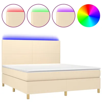 Produktbild von vidaXL Boxspringbett mit Matratze & LED Creme 180x200 cm Stoff