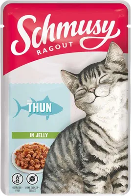 Produktbild von Schmusy Ragout Thunfisch Jelly, 22 x 100 g, Adult, Thunfisch, 100 g, Getreidefrei