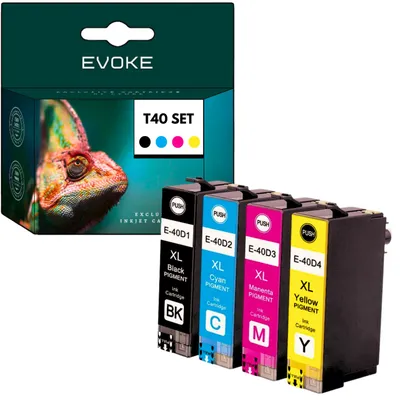 Produktbild von Evoke kompatible Tinte für Epson T40D1 T40D2 T40D3 T40D4 C13T40D140 4x CMYK:Schwarz,Cyan,Magenta,Gelb 270 ml SureColor SC-T2100 T3100 T3100M T3100N T5100 T5100M T5100N