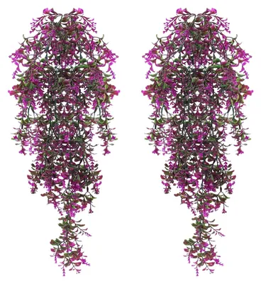 Produktbild von Künstliche Pflanze, Hängende künstliche Pflanzen, Realistisch, Für den Außenbereich, Wetterfest, 2 Stück, Künstliche Blumen, Hängepflanzen für den Balkon, Hängende Kunststoffpflanze, Künstliche Blumen, Balkonpflanzen zur Dekoration (Rot)