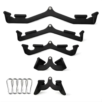Image de PH Fitness Multi Angle Grip Set Pro – Set de 5 poignées à câble avec mousquetons – Poignées ergonomiques multi-prises pour traction latissimus, rameur et entraînement du dos