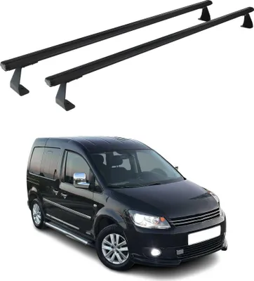 Image de Barres de toit transversales pour VW Caddy 2003-2015 Aluminium Noir 2Pcs