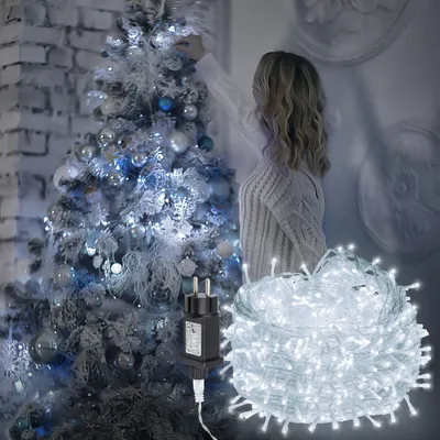 Zdjęcie produktu dla Yakimz 10M 100 LED Fairy Lights Oświetlenie 8 trybów światła Wodoodporne Dekoracje ogrodowe na zewnątrz Boże Narodzenie Wesele Zimno-białe