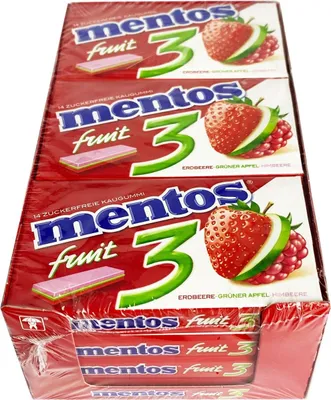 Produktbild von Mentos Kaugummi, Fruit 3, zuckerfrei, 12x 33g à 14 Stück