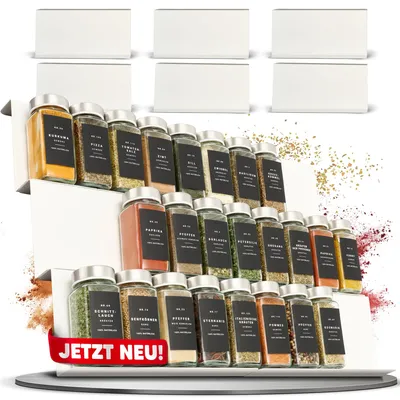 Produktbild von Gewürzregal aus Metall mit Schublade, ausziehbarer Gewürzorganizer zur Aufbewahrung von Gewürzen, Küchenorganizer, Gewürzschubladensystem, weiß