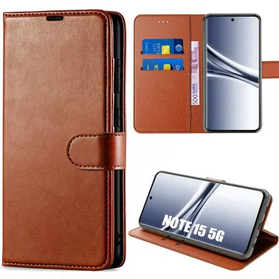 Image de Coque pour Xiaomi Redmi Note 15 5G/4G, Protection Intégrale Antichoc Cuir Synthétique - Marron