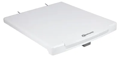 A white appliance lid with a brand logo.