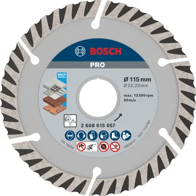 Image de Disque à tronçonner diamanté Bosch PRO Multi-Matériaux, 115 x 22,23 mm, 1 pièce