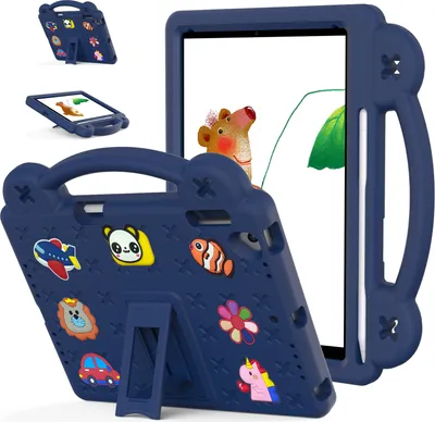 Produktbild von Schutzhülle für iPad Air /iPad 5th Gen Niedliche Hülle für Kinder, Stoßfest mit Griff und Ständer Dunkelblau