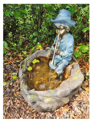 Produktbild von Granimex Flötenspieler Polystone Wasserspeier ohne Dekobecken und Pumpe Wasserspiel