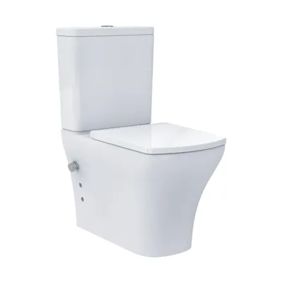 Produktbild von WC-Kompakt mit Bidetfunktion, Warm-/Kaltwasserarmatur, Soft-Close WC-Sitz, Stand-WC mit Spülkasten, Vertikal-/Horizontalabgang, Weiß