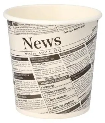 Produktbild von Snackbecher, Pappe "To Go" rund 470 ml Ø 9,9 cm · 9,9 cm "Newsprint"