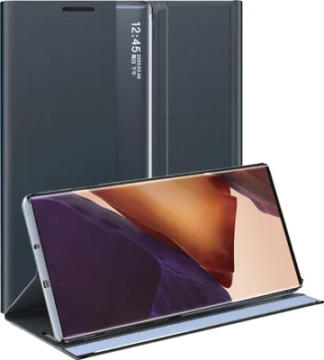 Image de Galaxy Note 20 Ultra Case, étui mince en cuir avec fenêtre et support pour Samsung Galaxy Note 20 Ultra Bleu marine