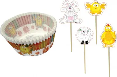 Produktbild von 24 Muffinförmchen und Picks Ostern