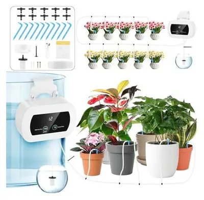 Produktbild von Automatisches Bewässerungssystem für 10 Topfpflanzen, 300 Bewässerungsmodi, wiederaufladbares automatisches Tropfbewässerungsset für den Innenbereich und Balkone