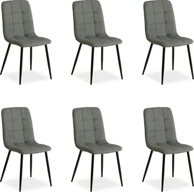 Produktbild von Homestyle4u Polsterstühle 6er Set Stuhl Grau Esszimmerstühle Polstersessel Sessel Küchenstühle