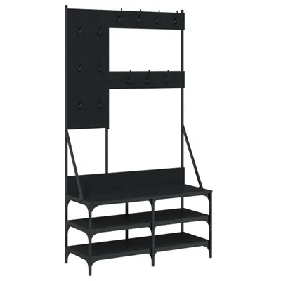Obrázok produktu pre Vešiak na šaty s botníkom čierny 100x40x184 cm