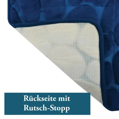 Produktbild von MSV Badteppich Badvorleger Duschvorleger Kieselstein Badematte waschbar, schnelltrocknend, rutschfest 40x60 cm – Blau