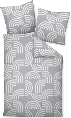 Produktbild von Janine Design Feinbiber-Bettwäsche-Garnitur DAVOS 65157 Farbe platin Größe 200x220+2x80x80