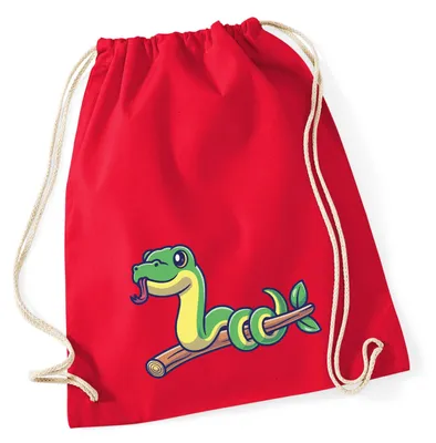 Produktbild von Huuraa Turnbeutel Schlange Comic 12 Liter Classic Red Baumwolle Rucksack Geschenkidee