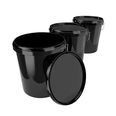 Produktbild von Eimer mit Deckel 16 L | Vorratseimer | Lebensmittelecht Schwarz | PP | 3 Stück