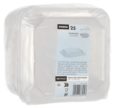 Produktbild von 100 Papstar Deckel für Lunchboxen PET eckig 2,5 cm x 16,2 cm x 16,2 cm transparent 37019
