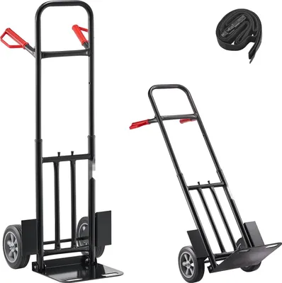 Immagine prodotto di Carrello a mano - Carrello da trasporto/carrello impilabile - Portata 272 kg - Dimensioni 48x46x120 cm - Con cinghia di fissaggio - Per casa, ufficio, magazzino, supermercato