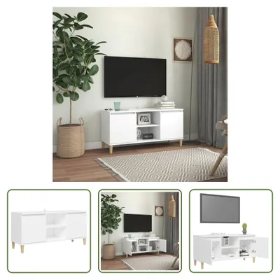 Immagine prodotto di The Living Store Mobile TV con gambe in legno massiccio Bianco 103,5x30x50 cm