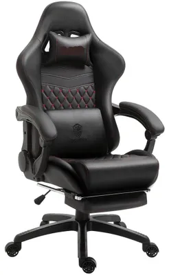 Immagine prodotto di Sedia da ufficio - Sedia da lavoro - Sedia da gaming - Sedia da ufficio con poggiapiedi - Supporto lombare - Ecopelle