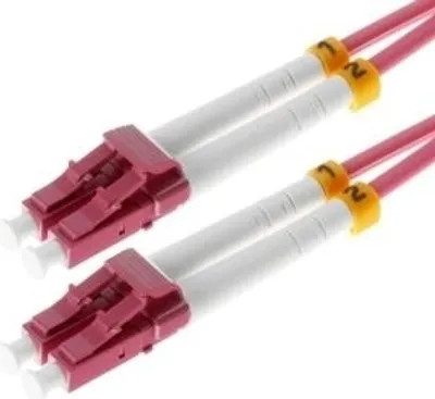 Produktbild von helos LWL Patchkabel LC/LC Duplex 50/125µm OM4 erikaviolett 7,5m
