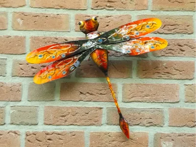 Produktbild von Libelle Metall Wanddeko Deko Hänger Wandhänger Wandbild Tier Figur Schmetterling