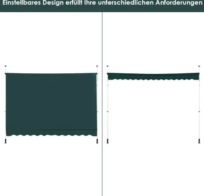 Produktbild von GOPLUS 3 m Klemmmarkise Markise, Terrassenmarkise ohne Bohren, Höhenverstellbare Sonnenmarkise, mit Handkurbel