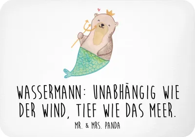 Produktbild von Mr. & Mrs. Panda magnet Wassermann Astrologie - Weiß - Geschenk, whiteboardmagnet, haftmagnet, Sternzeichen, holzmagnet, Geburtstagsgeschenk, Kühlschrankmagnet