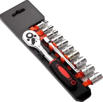 Image de Jeu d'outils de 12 pièces comprenant des tournevis à embouts de 6,35 mm, des tournevis et une mallette d'outils avec des embouts à changement rapide et des rallonges.