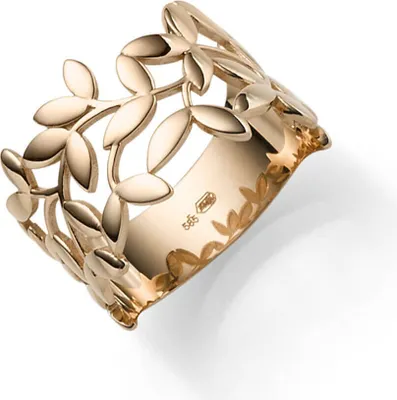 Produktbild von Ring Olivenzweig aus 585 Gold Rotgold Breite 12mm glänzend Fingerring Damen, Ringgröße:Innenumfang 56mm  Ø17.8mm