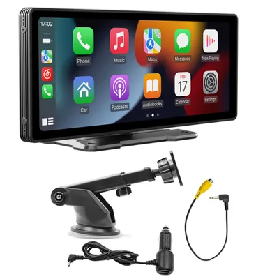 Produktbild von Bezprzewodowy ekran dotykowy Carplay, 9-calowy ekran IPS o wysokiej przejrzystości (1600 x 600), przenośne radio samochodowe Apple Carplay i Android, kamera cofania, nawigacja GPS/Mirror Link/sterowanie głosowe/BT5.0/FM+Sygnał AUX/sterowanie głosowe/Mapa TF, do samochodów osobowych, ciężarowych, SUV-ów