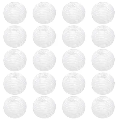 Papierlampions, Mini, Weiß, Rund, 7,5 cm, 20 Stück mit Ständern