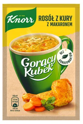 Zdjęcie produktu dla Knorr Gorący Kubek Rosół z Kury z Makaronem Zupa Instant w Proszku 12 g