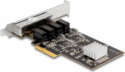 Produktbild von DeLOCK PCI Express x4 Karte 4 x RJ45 Gigabit LAN RTL8111, PCIe, RJ-45, PCIe 2.0, Silber, PC, Windows 10, Windows 11, Windows 8.1