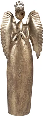 Produktbild von Clayre & Eef Weihnachtsdekorationsfigur Engel 52x22x144 cm Goldfarbig Metall