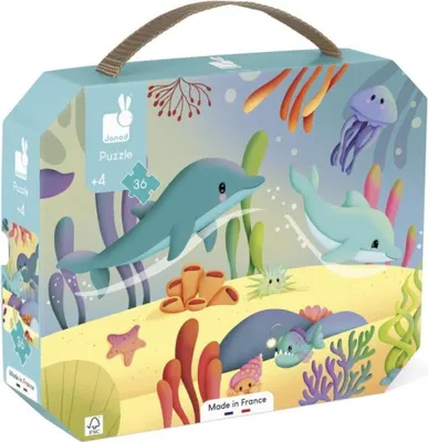 Produktbild von Janod Puzzle Meerestiere - Panorama-Kartonpuzzle 36 Teile Kinder